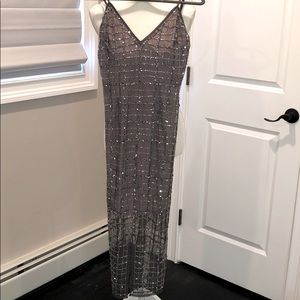Missguided Purple Pewter Beaded MIDI Dress